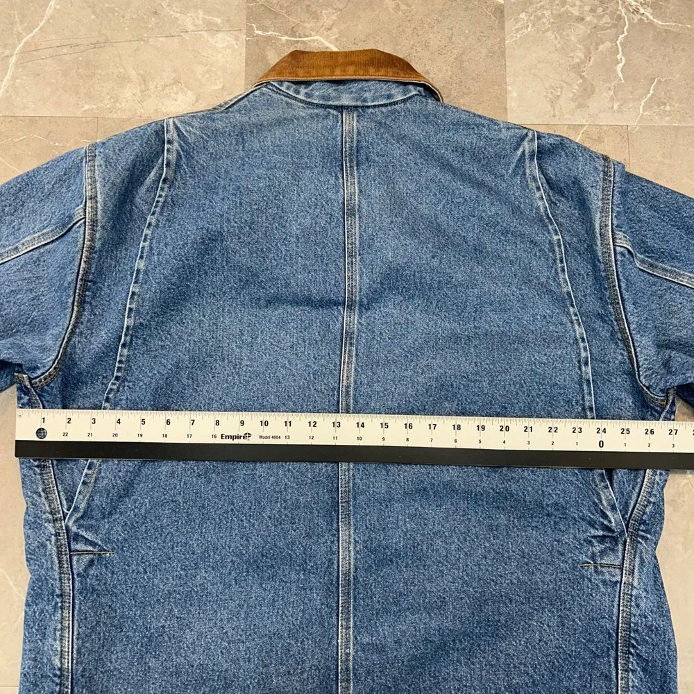 Vintage Carhartt Denim Chore Coat Mens XL C59 DST Blanket Lined Jacket USA Made